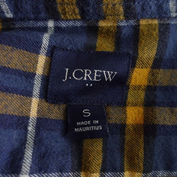 J Crew Shirt Men Size Small Blue Plaid Button Down Flannel Cotton Work Cabincore - Picture 2 of 8